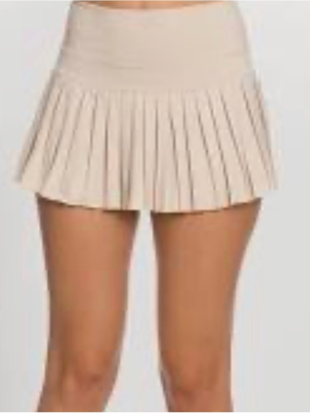High-Waist Beige Pleated Mini Skirt